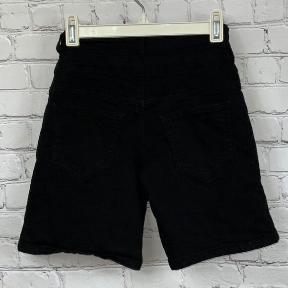 Silver Crush High Waisted Black Stretchy 3-button Shorts Roll Cuffs Pockets 0/24 - Picture 3 of 5